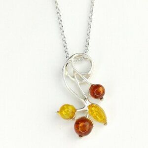 NEW Baltic Amber sterling silver pendant necklace